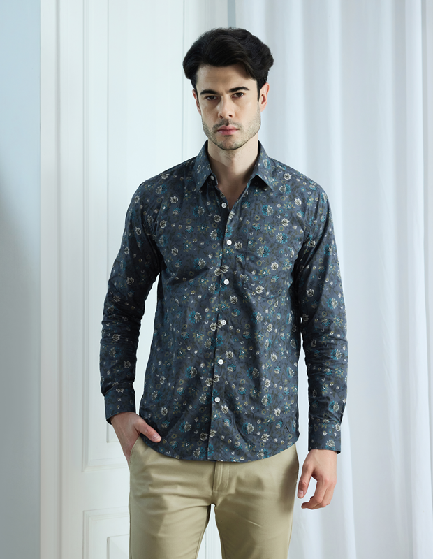 Teal Green Floral Shirt